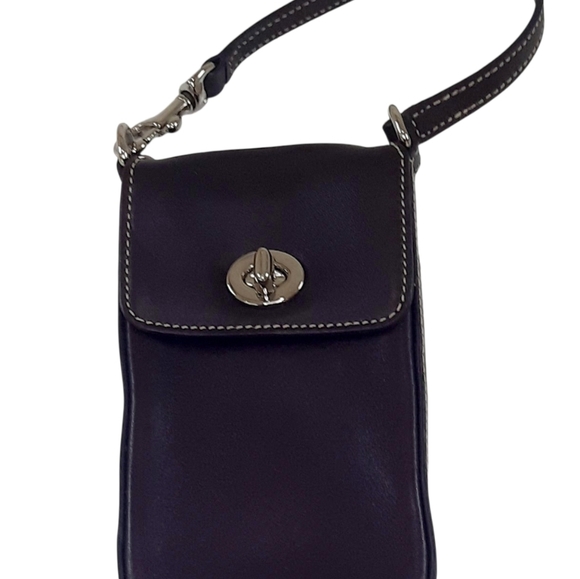 VINTAGE COACH Purple Leather Case TURNLOCK Wristlet Coin POUCH TASSEL Wallet - Picture 2 of 6